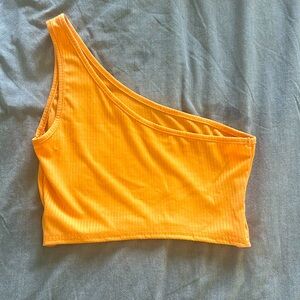 One shoulder orange crop top